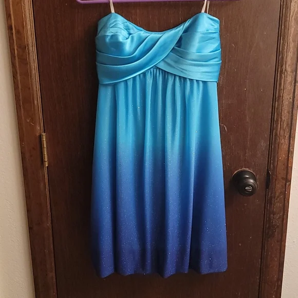 Jump | Dresses | Strapless Blue Ombre Sparkly Dress | Poshmark